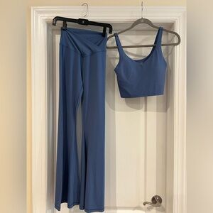 Aerie off-line blue flare leggings and tank top set